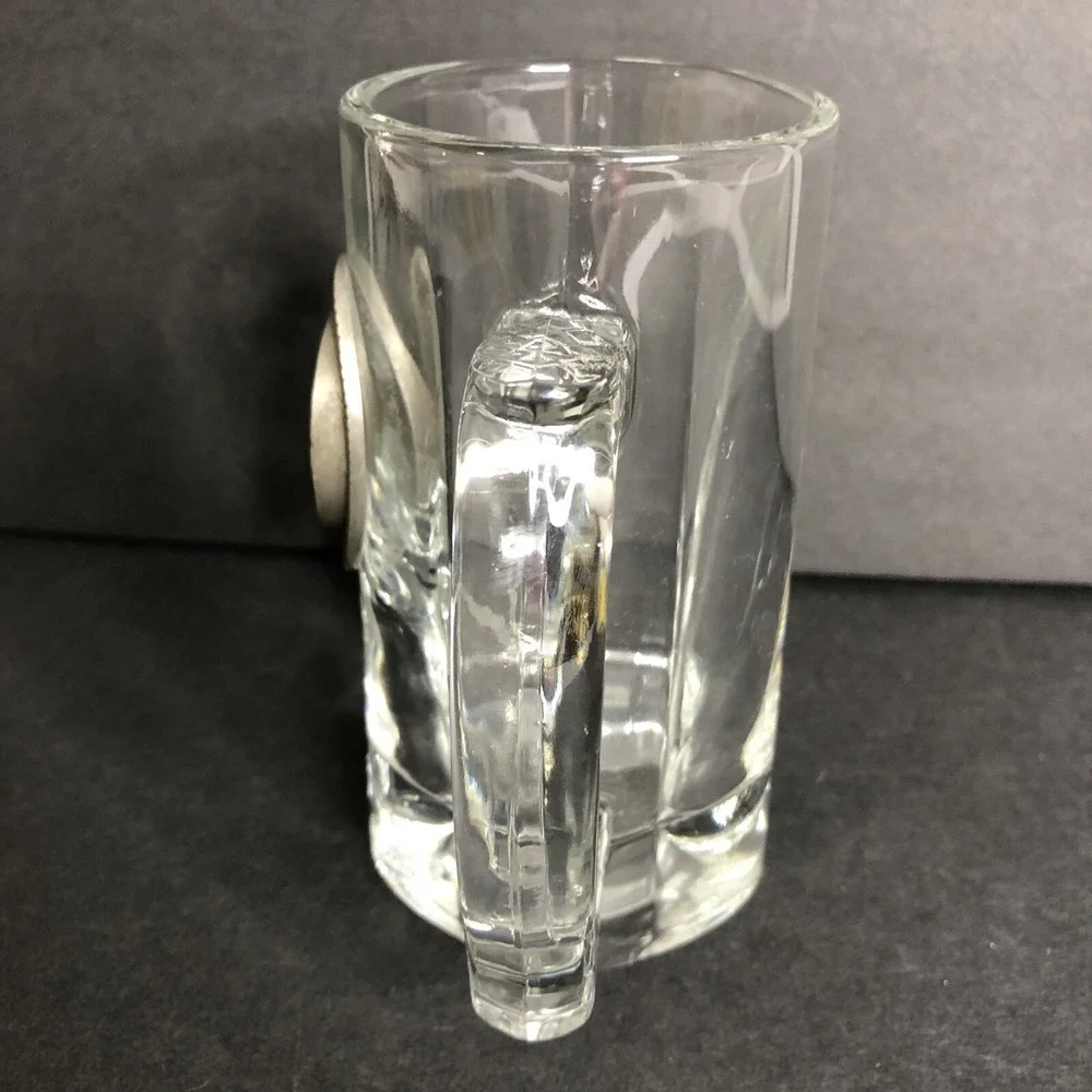 Carnival Victory Mug Glass Handled Pilsner Beerwith Pewter Logo 5 3/4